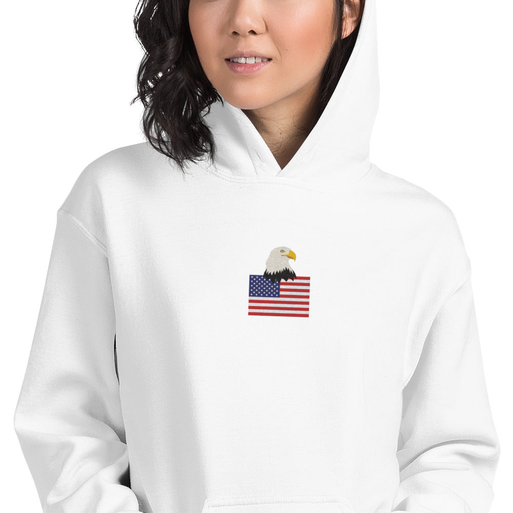 USA Bald Eagle & Flag Embroidered Hoodie